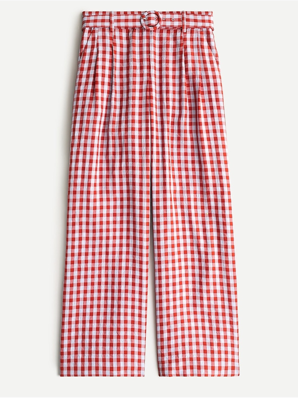 J. Crew Gingham Belted Wide-Leg Pants - 12 Tall